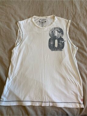 Guess Y2K White Sleeveless Graphic Tank